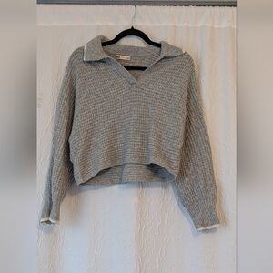 SO Women's V-Neck Sweater in Light Gray